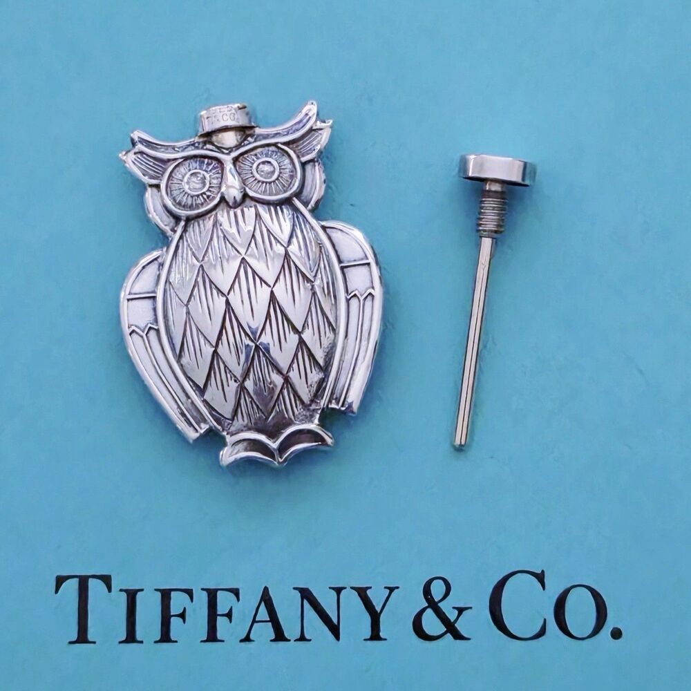 RARE Vintage Tiffany & Co. Sterling Silver Owl Perfume Bottle Decanter - Picture 2 of 7
